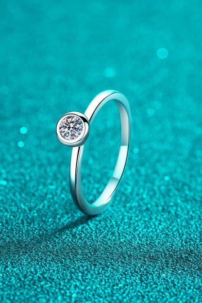 Moissanite Rhodium-Plated Solitaire Ring Carauana Store
