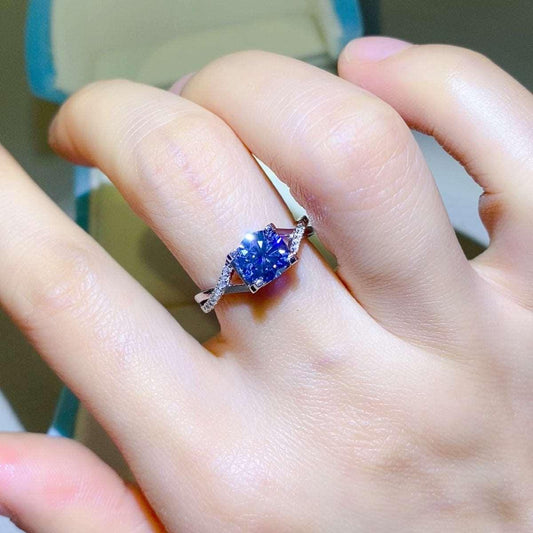 1 Carat Moissanite Crisscross 925 Sterling Silver Ring Carauana Store