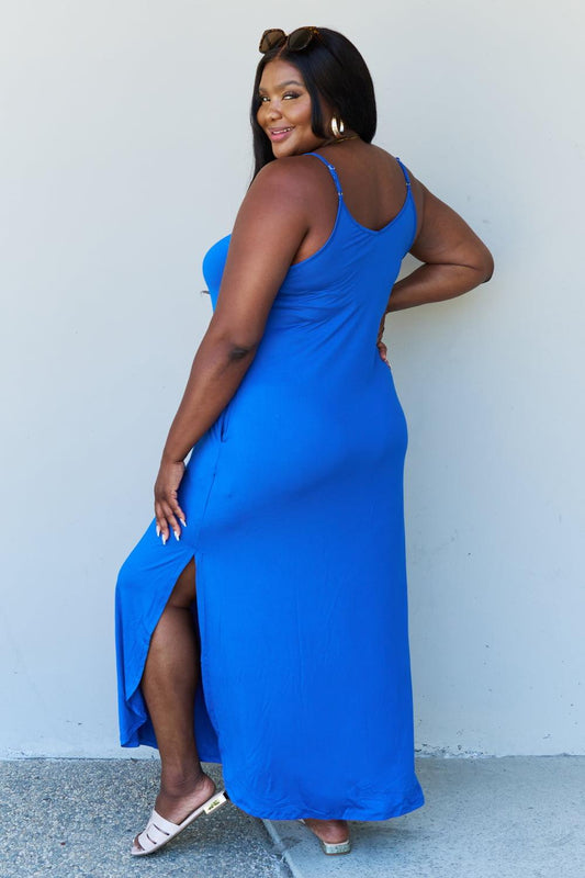 Ninexis Good Energy Full Size Cami Side Slit Maxi Dress in Royal Blue Carauana Store