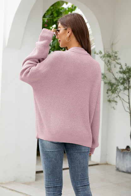 Button Up Drop Shoulder Long Sleeve Cardigan Carauana Store