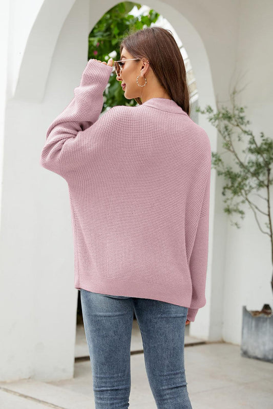 Button Up Drop Shoulder Long Sleeve Cardigan Carauana Store