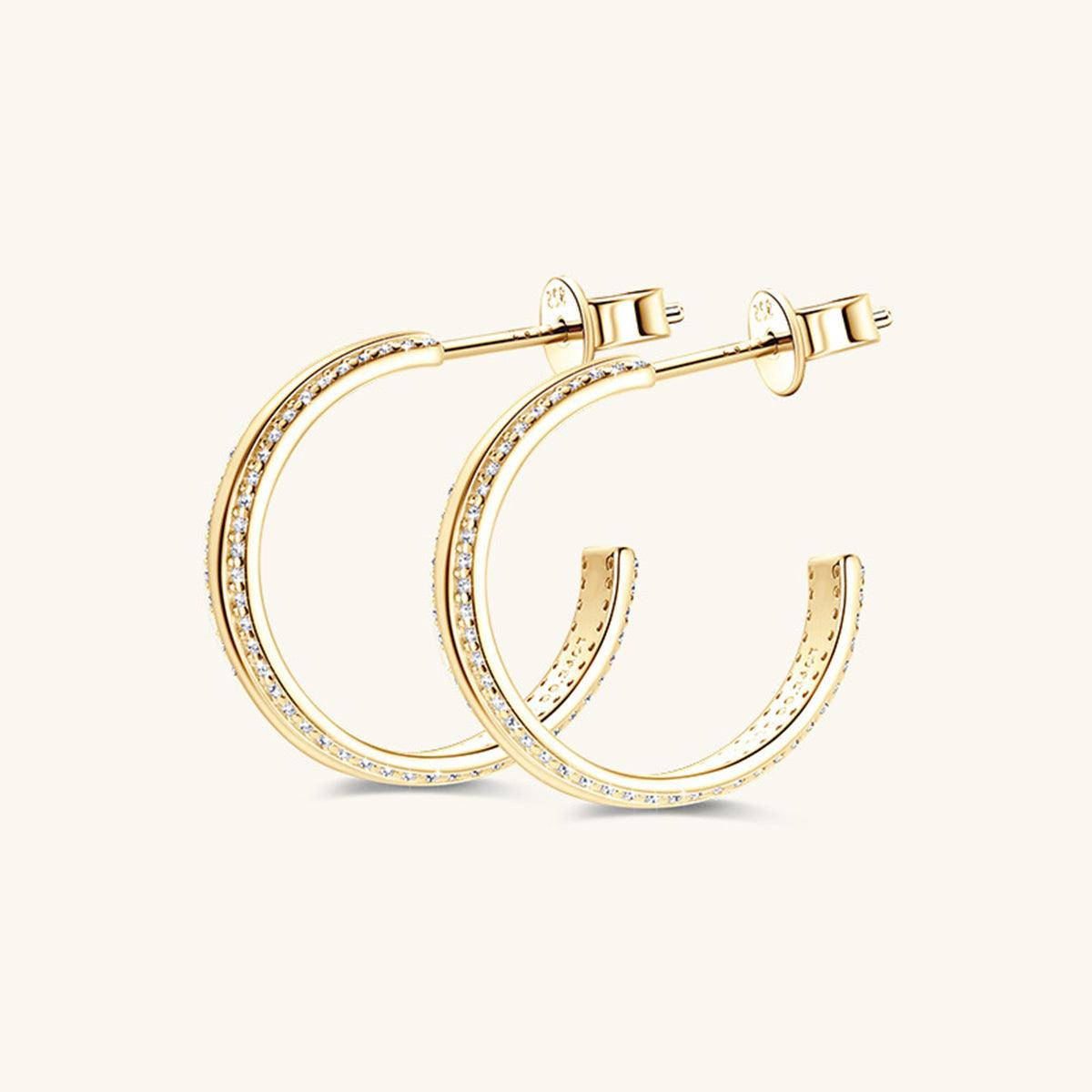 925 Sterling Silver Inlaid Moissanite C-Hoop Earrings Carauana Store
