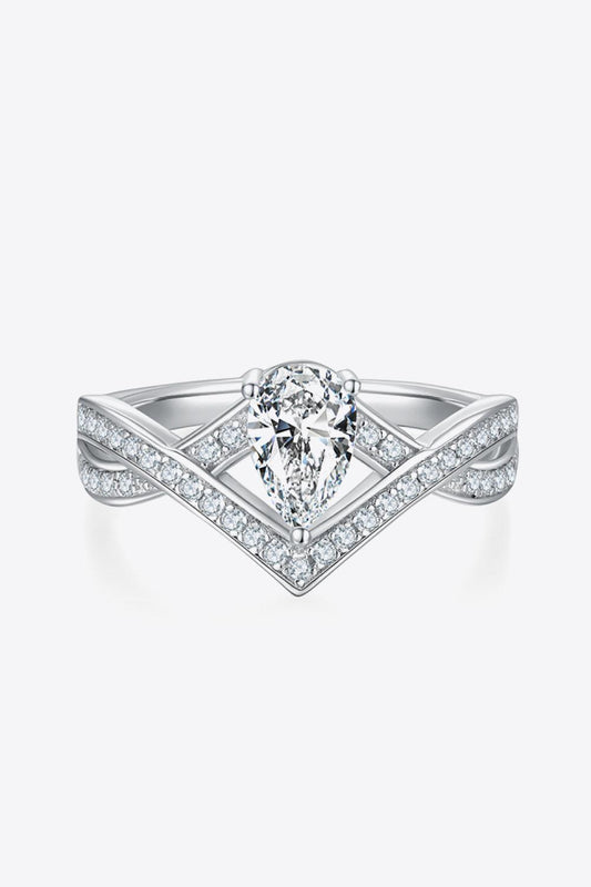 1 Carat Moissanite Teardrop 925 Sterling Silver Ring Carauana Store