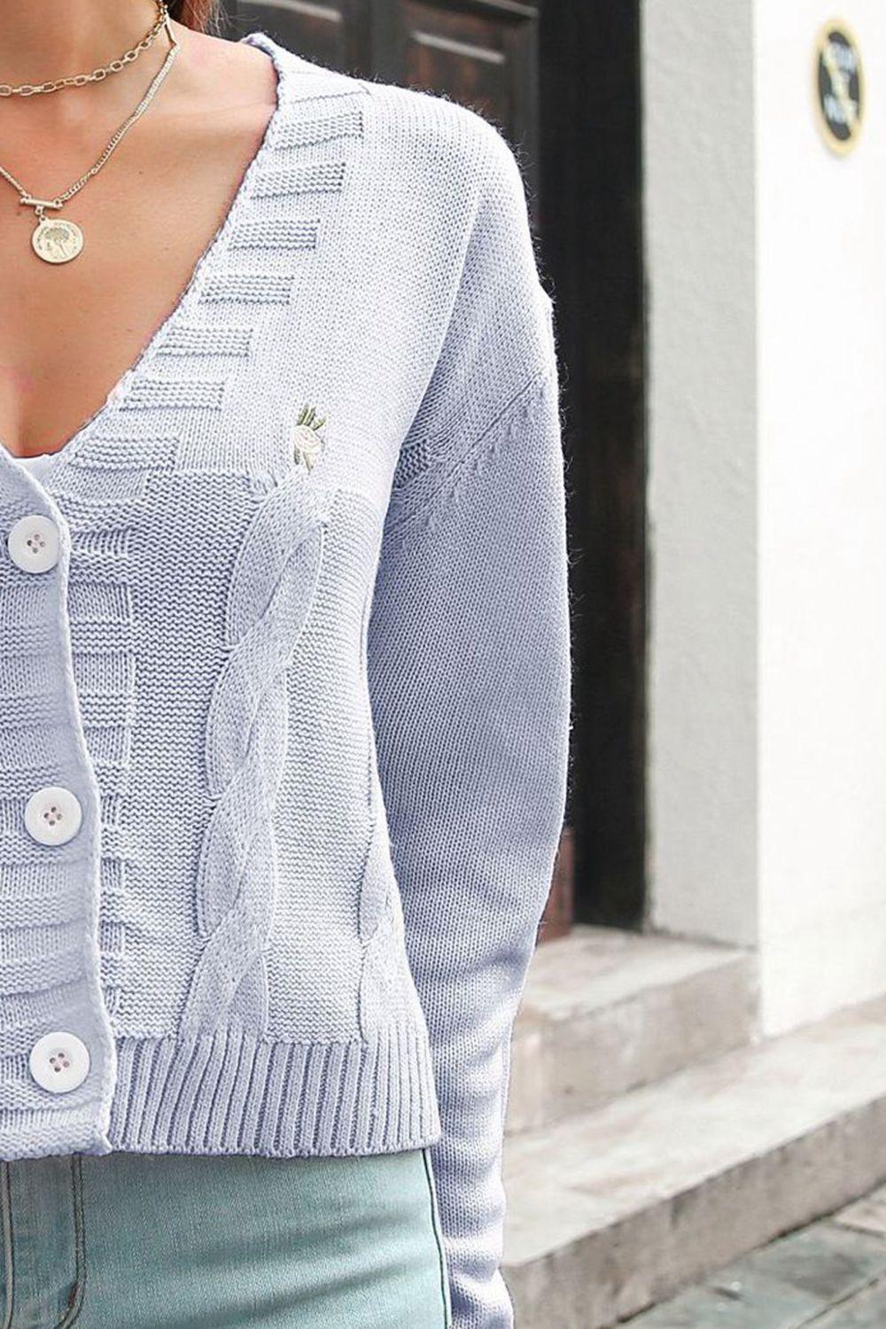 Cable-Knit Button Down Cardigan Carauana Store