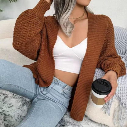 Open Front Lantern Sleeve Cardigan Carauana Store