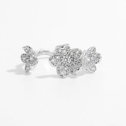 925 Sterling Silver Inlaid Zircon Open Ring Carauana Store
