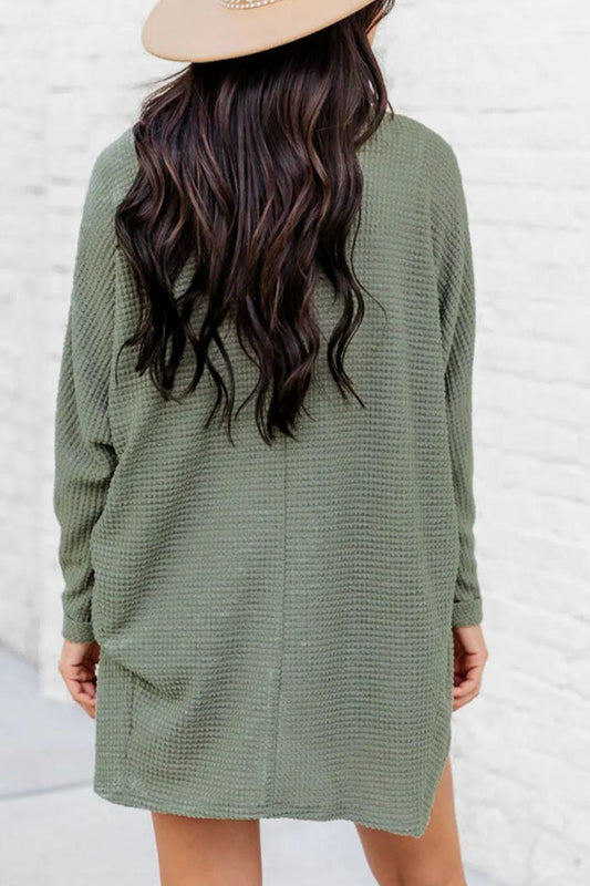 Waffle-Knit Open Front Long Sleeve Cover Up Carauana Store