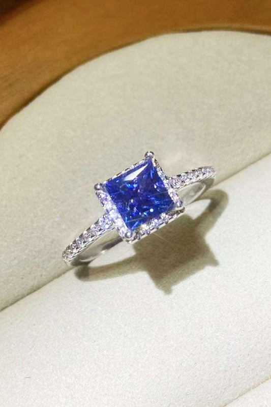1 Carat Moissanite 925 Sterling Silver Square Ring Carauana Store