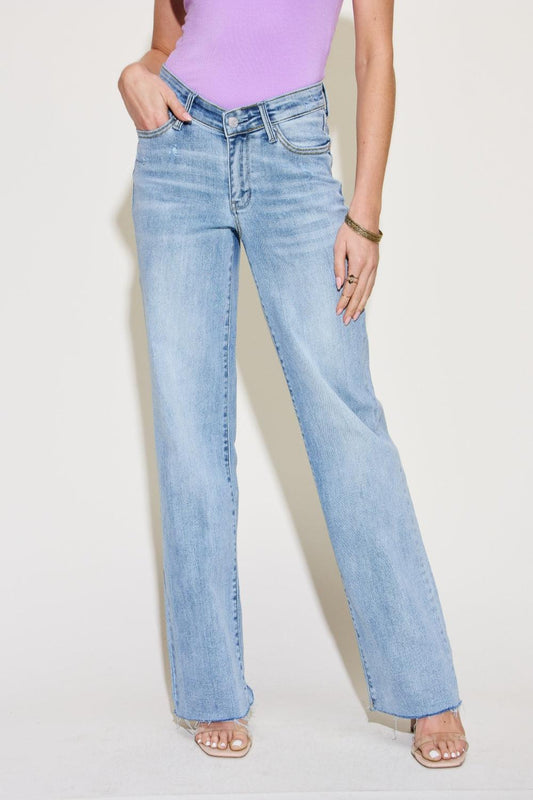 Judy Blue Full Size V Front Waistband Straight Jeans Carauana Store