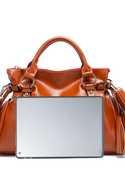PU Leather Handbag with Tassels Carauana Store