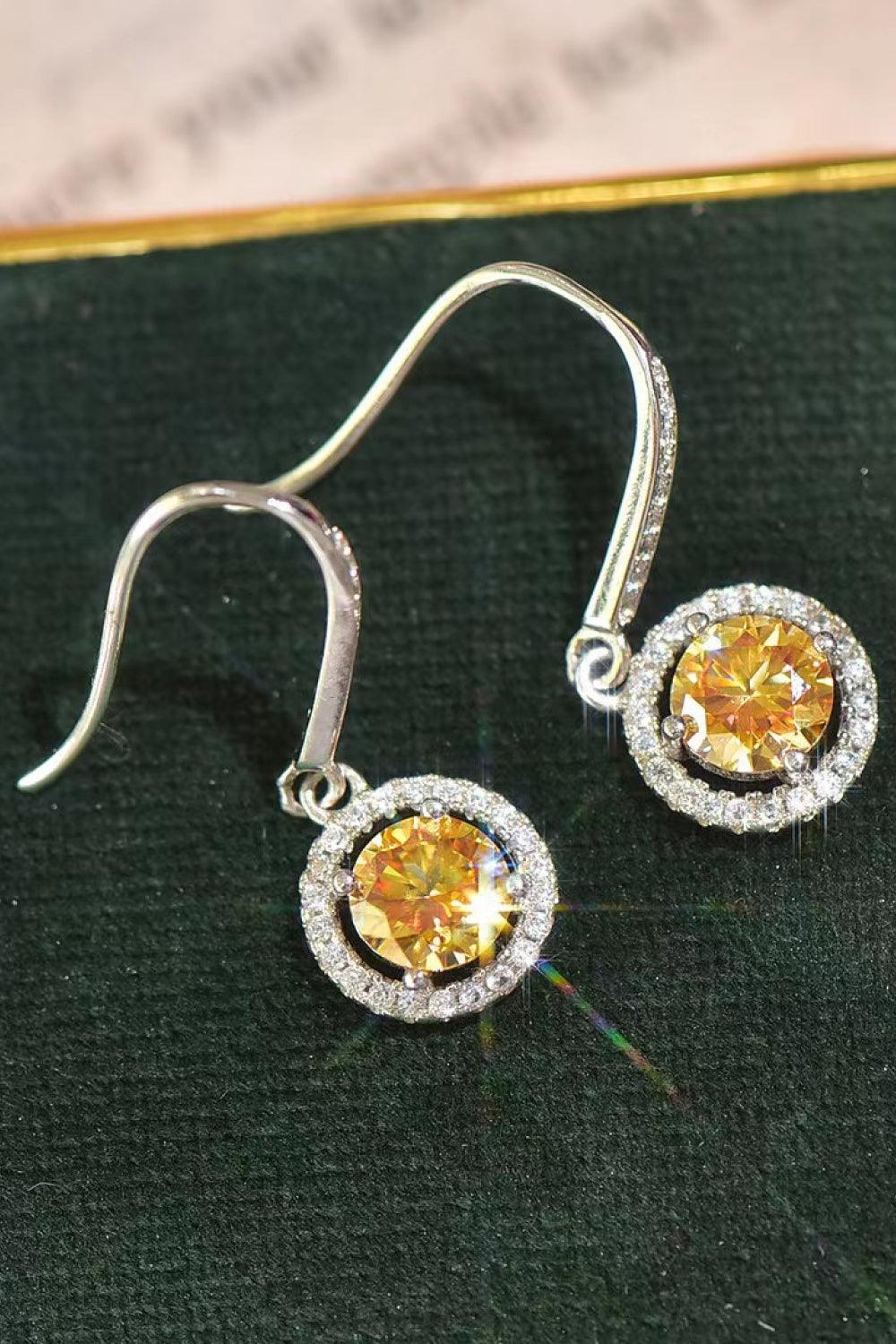Platinum-Plated 2 Carat Moissanite Drop Earrings Carauana Store