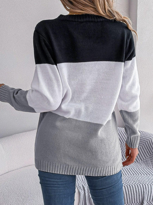 Cable-Knit Striped Button Up Cardigan Carauana Store