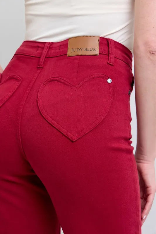 Judy Blue Full Size High Waist Heart Shaped Back Pockets 90's Straight Jeans Plus Size