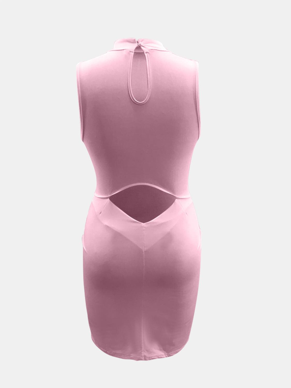 Cutout Mock Neck Sleeveless Dress Carauana Store