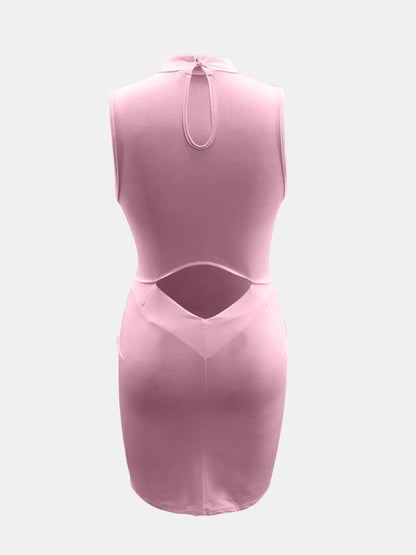 Cutout Mock Neck Sleeveless Dress Carauana Store