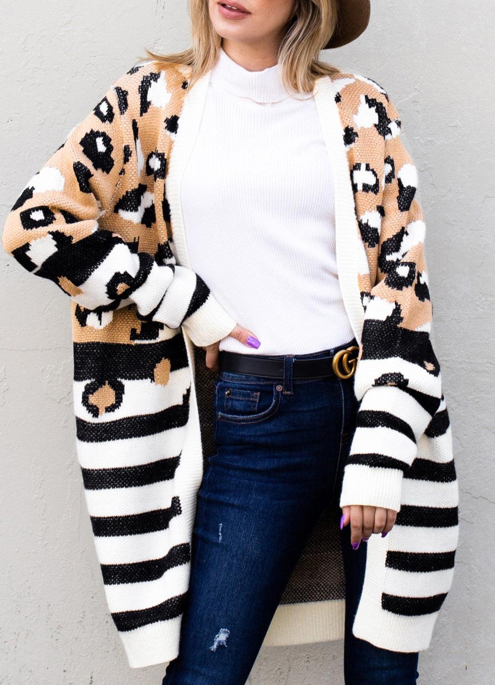 Striped Open Front Longline Cardigan Carauana Store