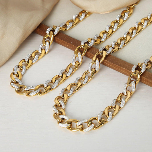 Zircon Titanium Steel Chunky Chain Necklace Carauana Store