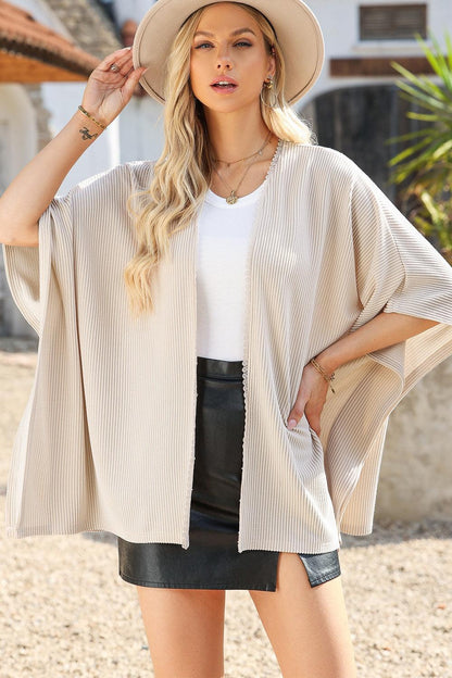 Lace Detail Open Front Half Sleeve Cover Up Carauana Store