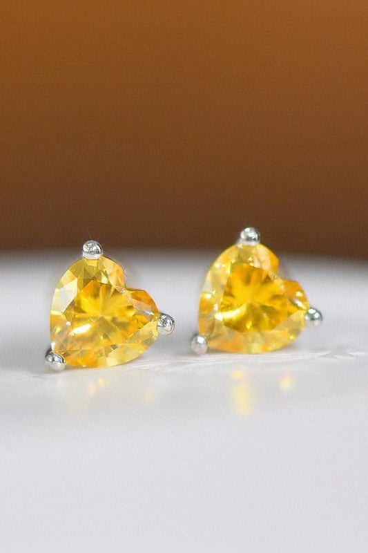 2 Carat Yellow Heart Moissanite Platinum-Plated Earrings Carauana Store