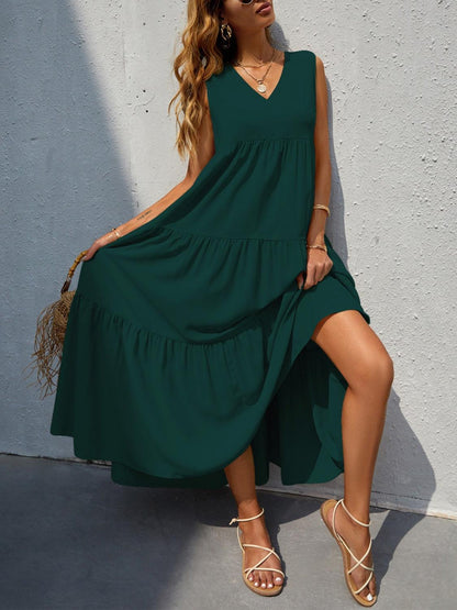 Tiered V-Neck Sleeve Dress Carauana Store