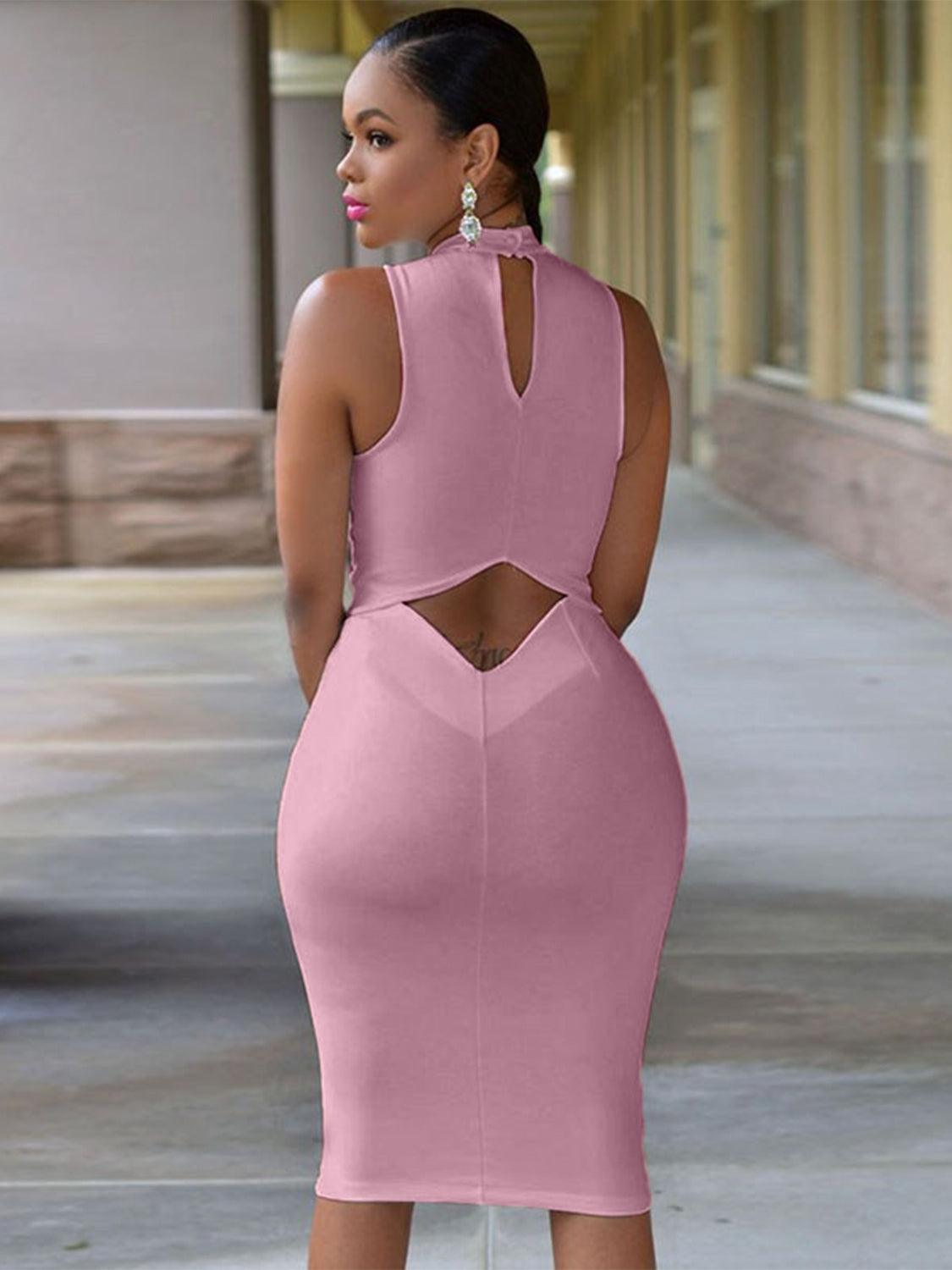 Cutout Mock Neck Sleeveless Dress Carauana Store