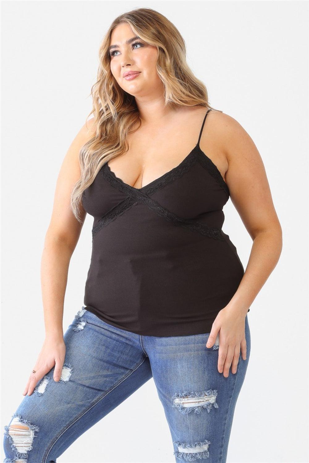 Zenobia Plus Size Lace Detail V-Neck Cami Carauana Store