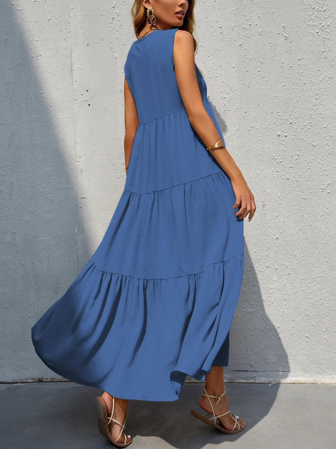 Tiered V-Neck Sleeve Dress Carauana Store
