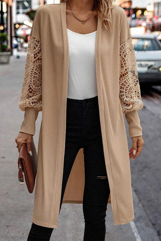 Open Front Lace Lantern Sleeve Cover-Up Carauana Store