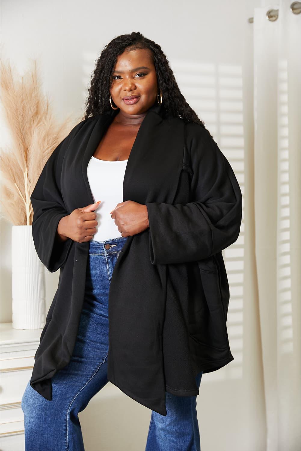 HEYSON Full Size Open Front Cardigan with Scarf Design Carauana Store