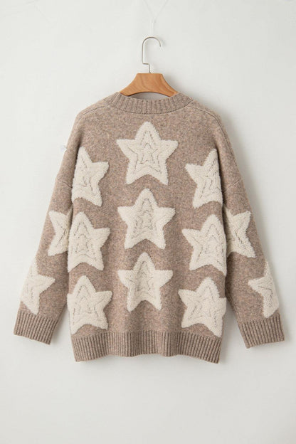 Star Button Up Long Sleeve Cardigan Carauana Store