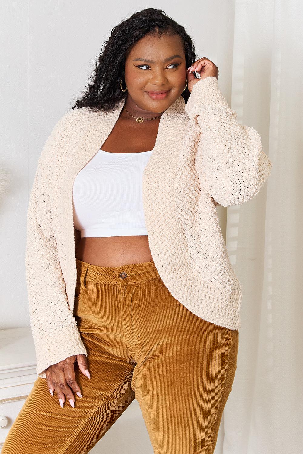 Double Take Open Front Long Sleeve Cardigan Carauana Store