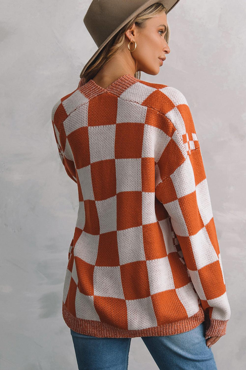 Plaid Open Front Dropped Shoulder Cardigan Carauana Store