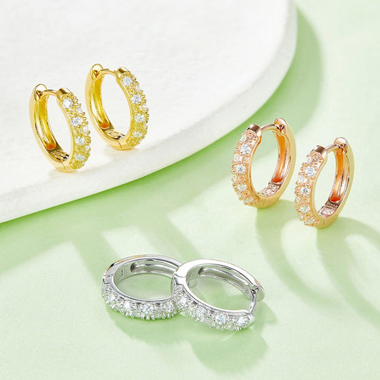 Moissanite 925 Sterling Silver Huggie Earrings Carauana Store