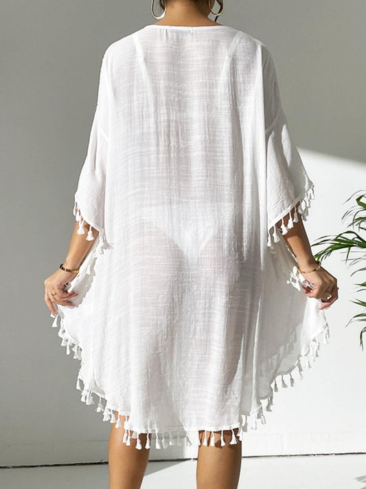 Tassel Cutout Scoop Neck Cover-Up Dress Carauana Store