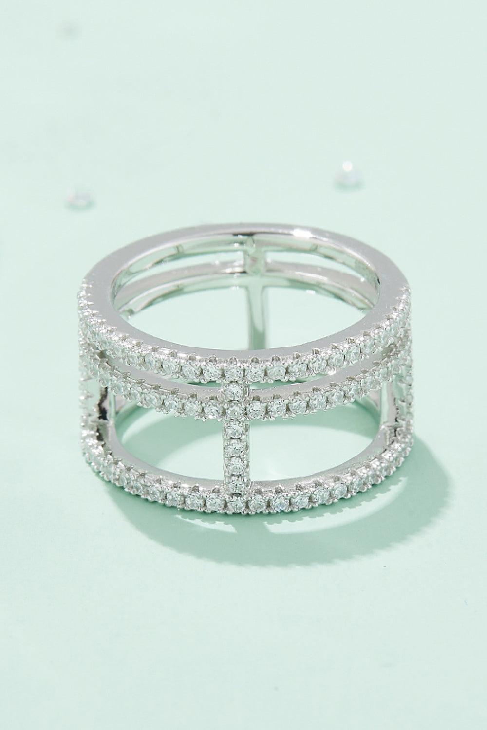 Adored Moissanite Cutout Wide Ring Carauana Store