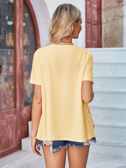 Eyelet Open Front Short Sleeve Cover Up Carauana Store