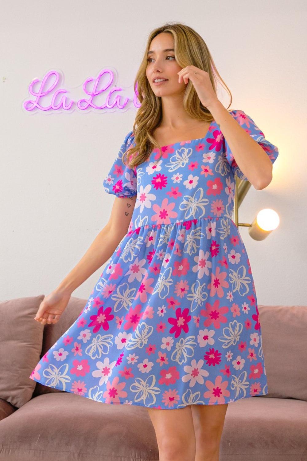 BiBi Floral Puff Sleeve Mini Dress Carauana Store