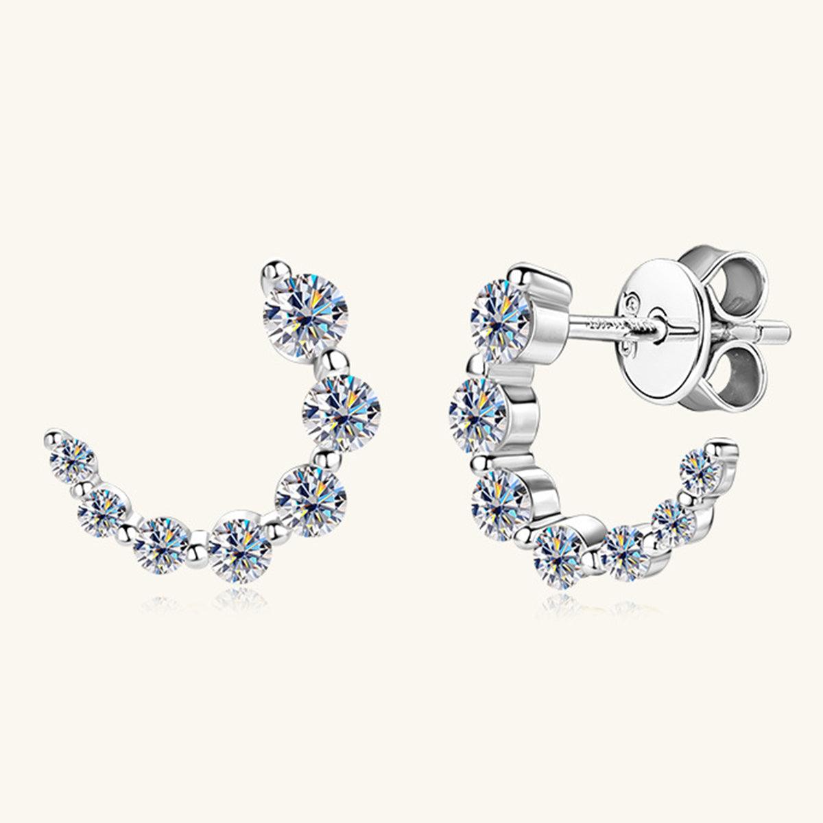 925 Sterling Silver Inlaid Moissanite Stud Earrings Carauana Store