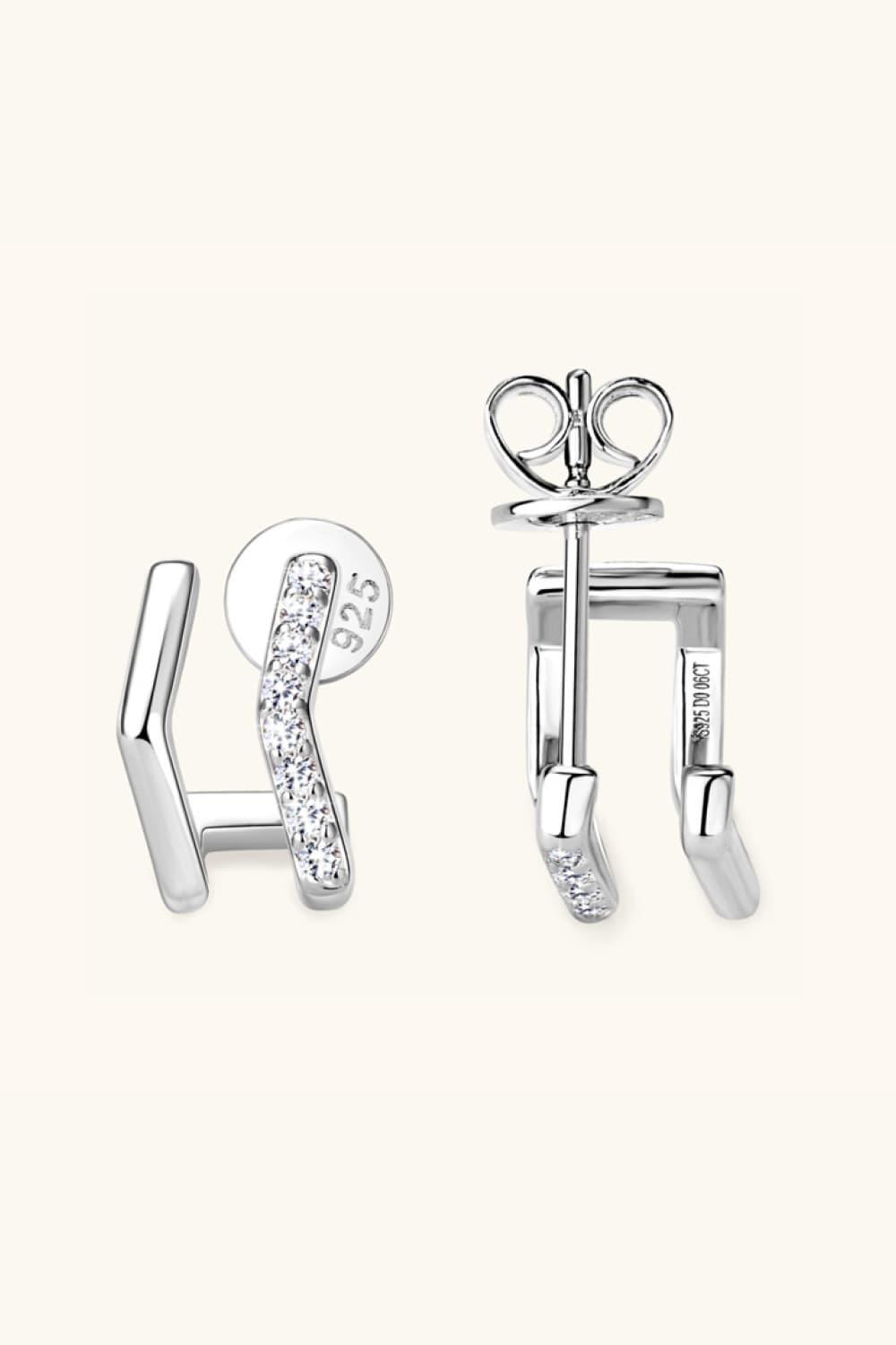 Moissanite 925 Sterling Silver Double-Layered Earrings Carauana Store