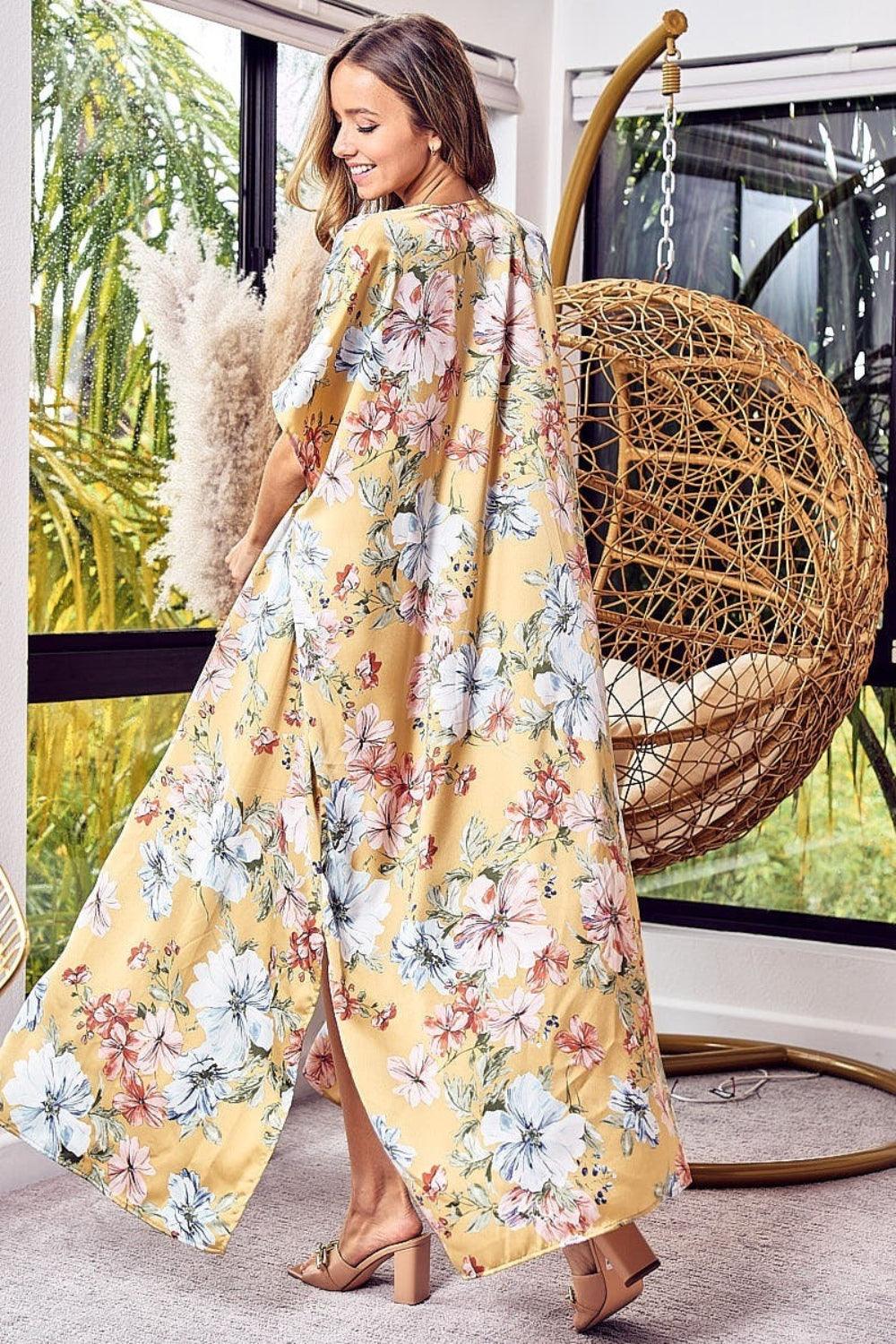 BiBi Floral Side Slit Longline Cardigan Carauana Store