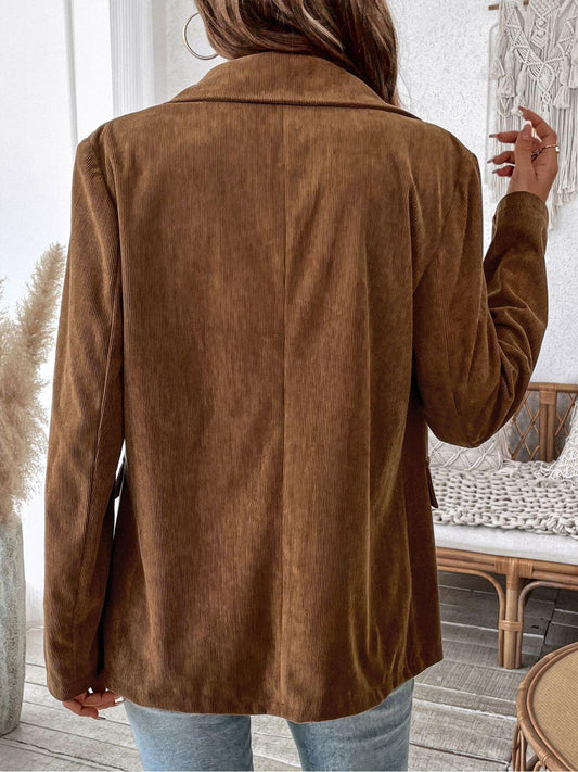 Perfee Decorative Pocket Flap Lapel Collar Long Sleeve Outerwear Carauana Store