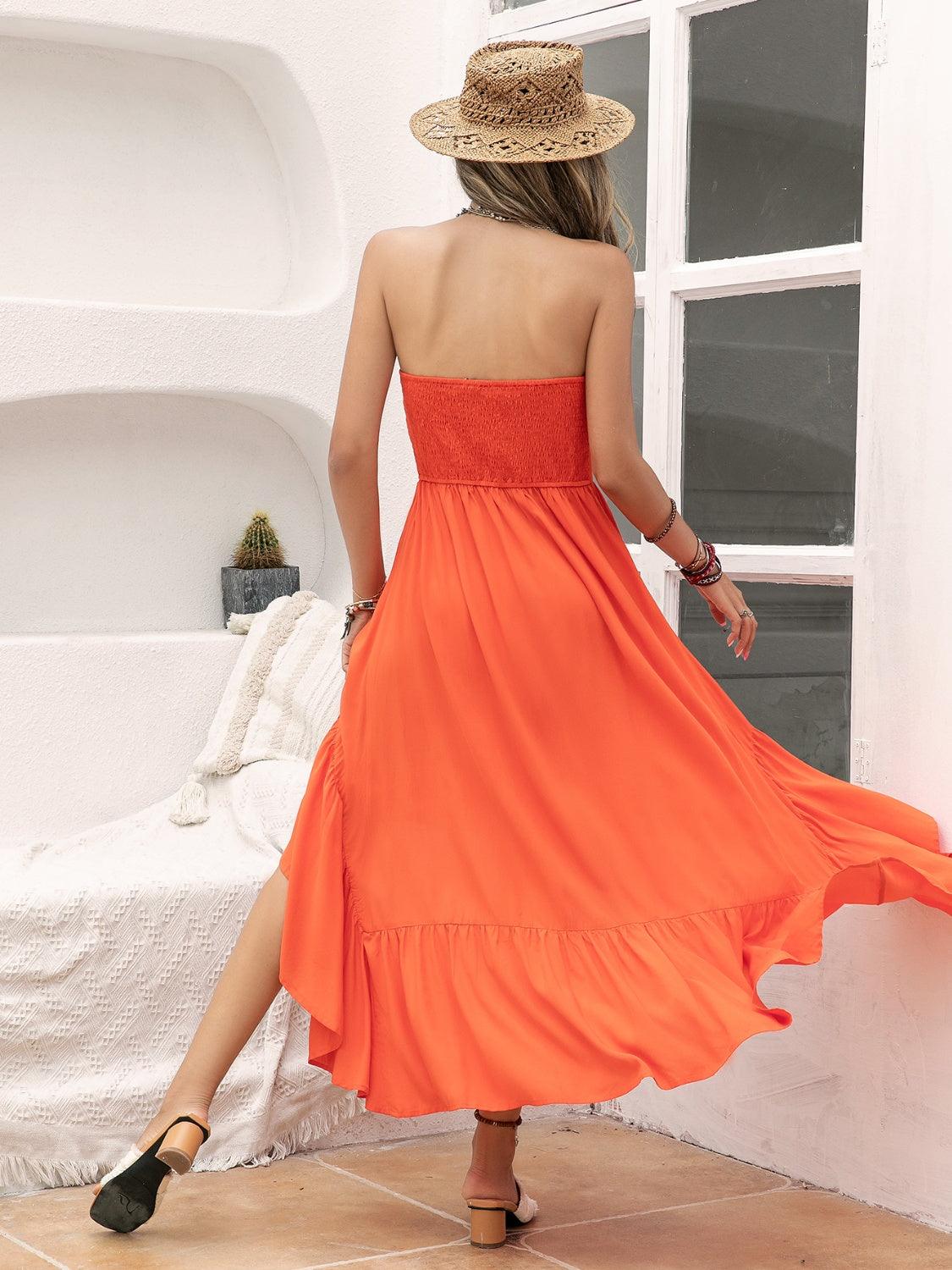 High-Low Ruched Tube Dress Carauana Store