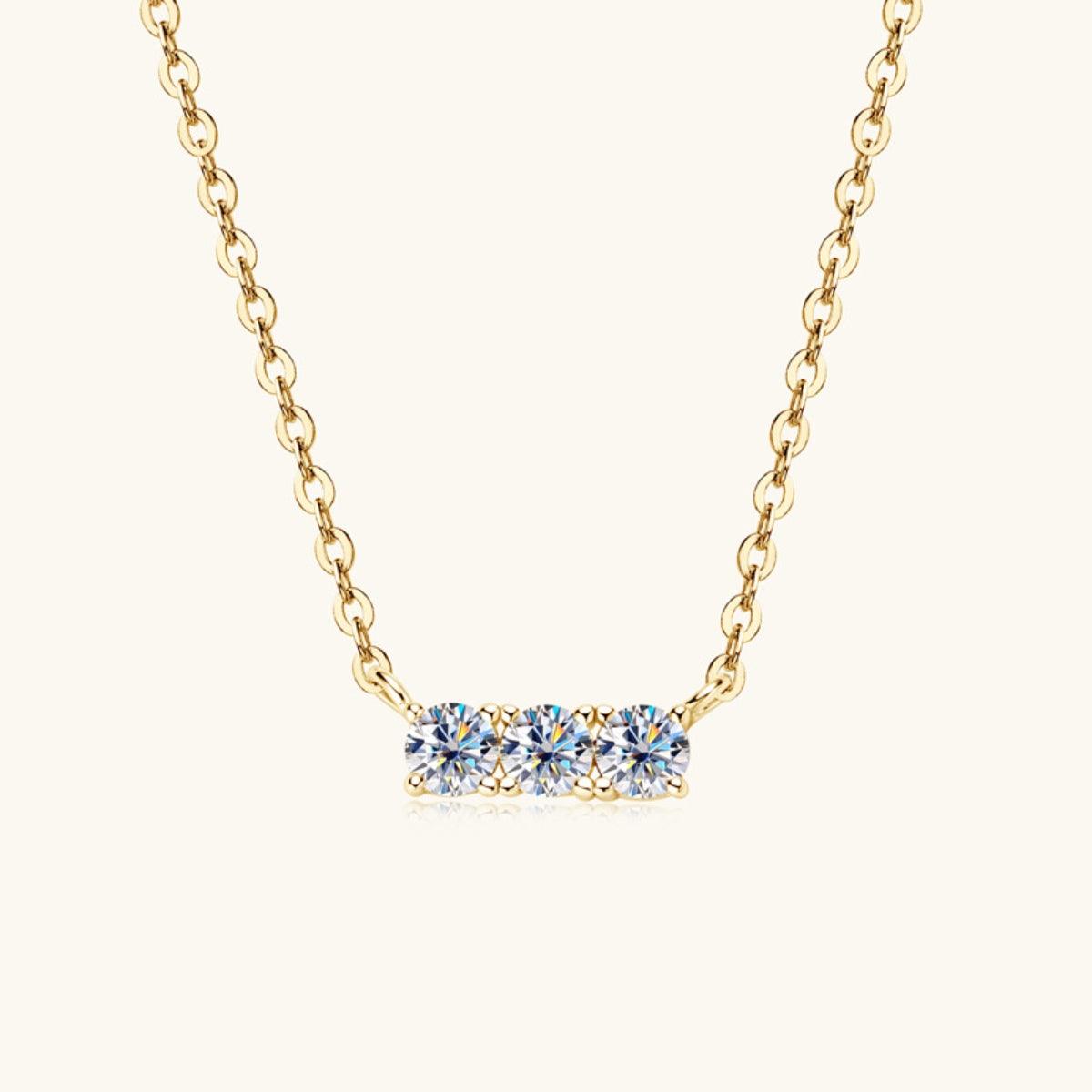 925 Sterling Silver Inlaid Moissanite Bar Necklace Carauana Store