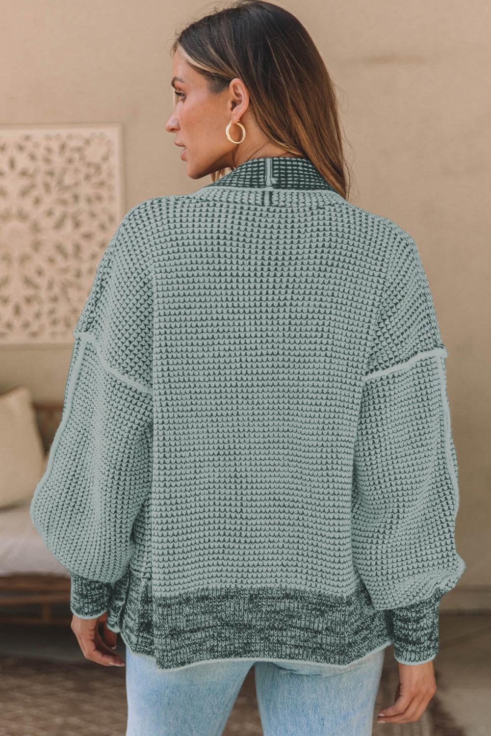 Waffle-knit Pocketed Open Front Cardigan Carauana Store