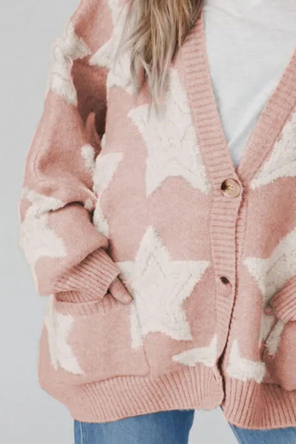 Star Button Up Long Sleeve Cardigan Carauana Store