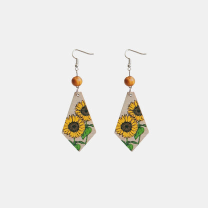 Floral Wooden Teardrop Earrings Carauana Store