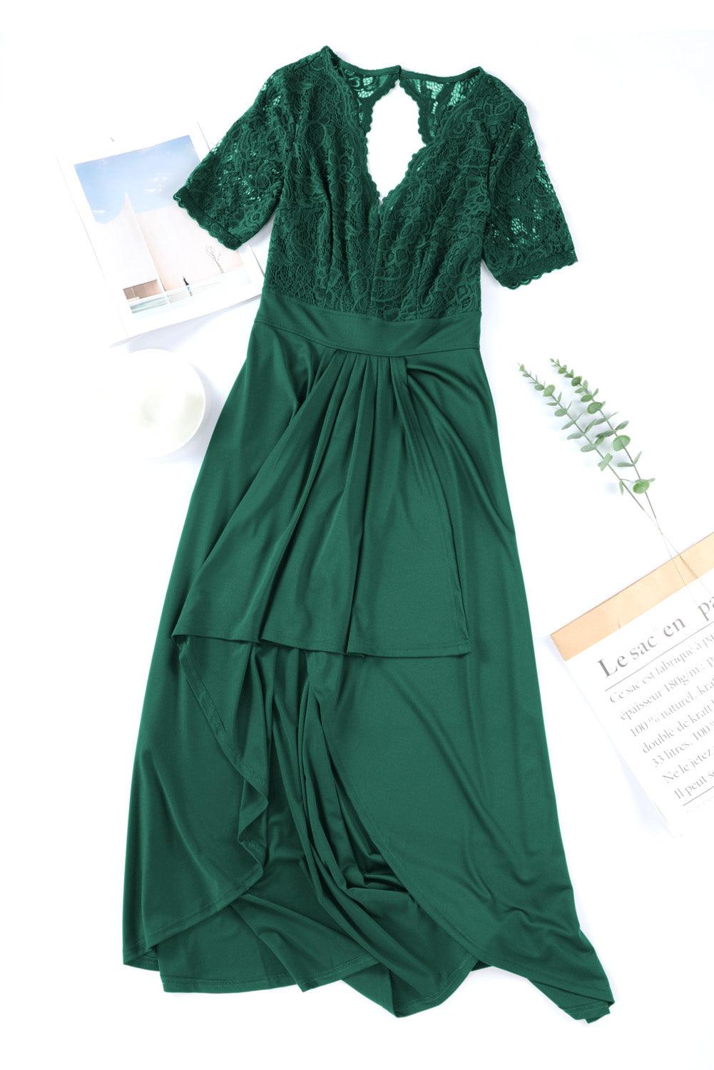 Lace Cutout V-Neck Short Sleeve Dress Carauana Store