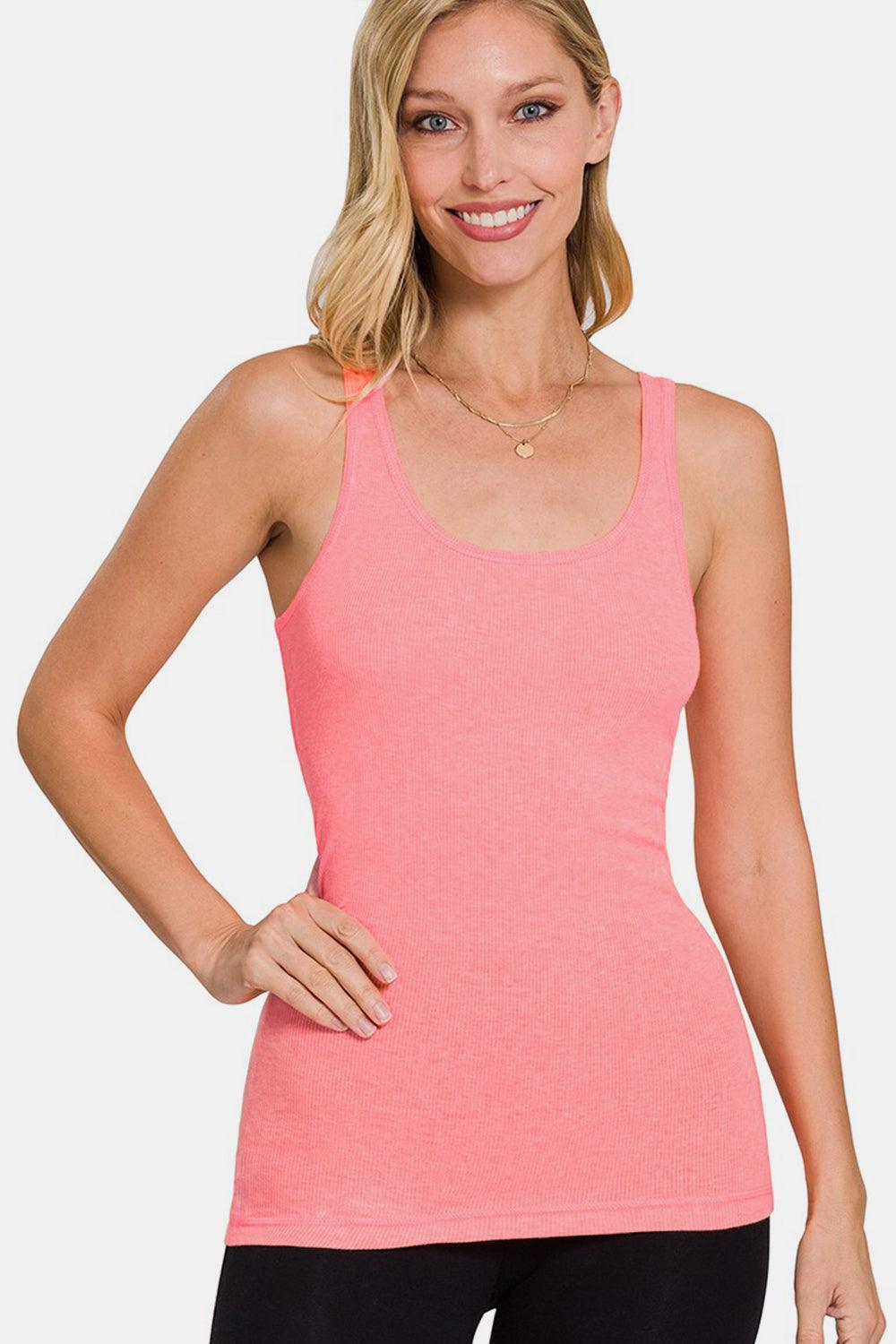 Zenana Stretchy Ribbed Knit Racerback Tank Carauana Store