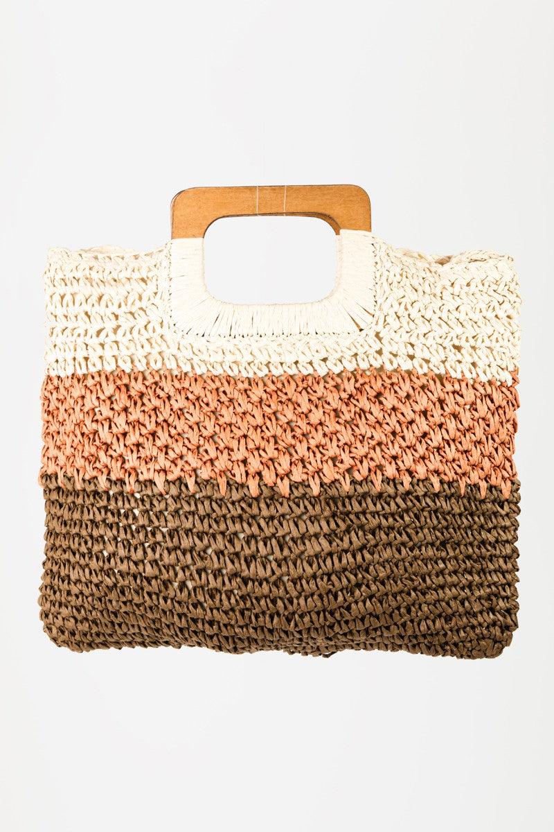 Fame Color Block Double-Use Braided Tote Bag Carauana Store