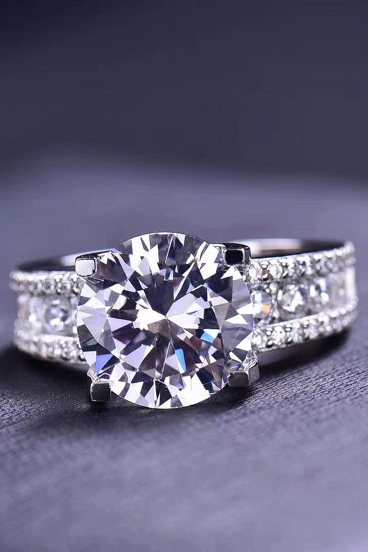 Platinum-Plated 5 Carat Moissanite Side Stone Ring Carauana Store